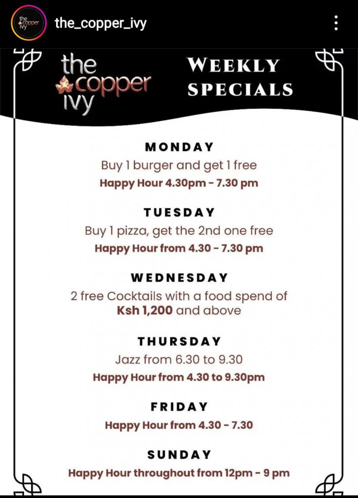 Top 25 Romantic Restaurants in Nairobi
Copper Ivy